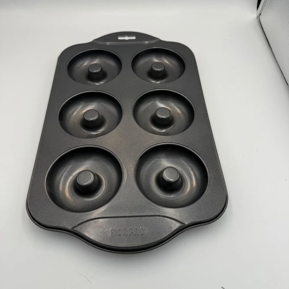 Norpro Nonstick Donut Pan 6 Cavity Steel Baking Tray Black 3980